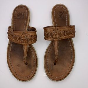 FRYE Woven Leather Thong Sandals